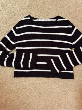 H&M Black and White Striped Kids Crewneck Sweater
